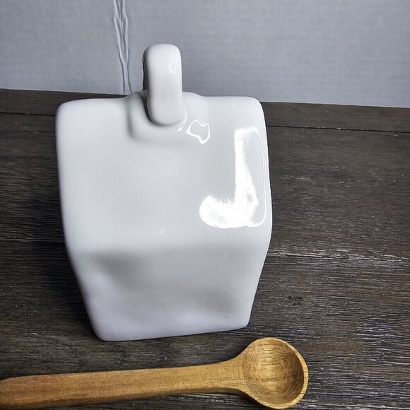 Rae Dunn Magenta Artisan Collection Salt Pig Cellar Box with Wooden Spoon - Picture 2 of 10